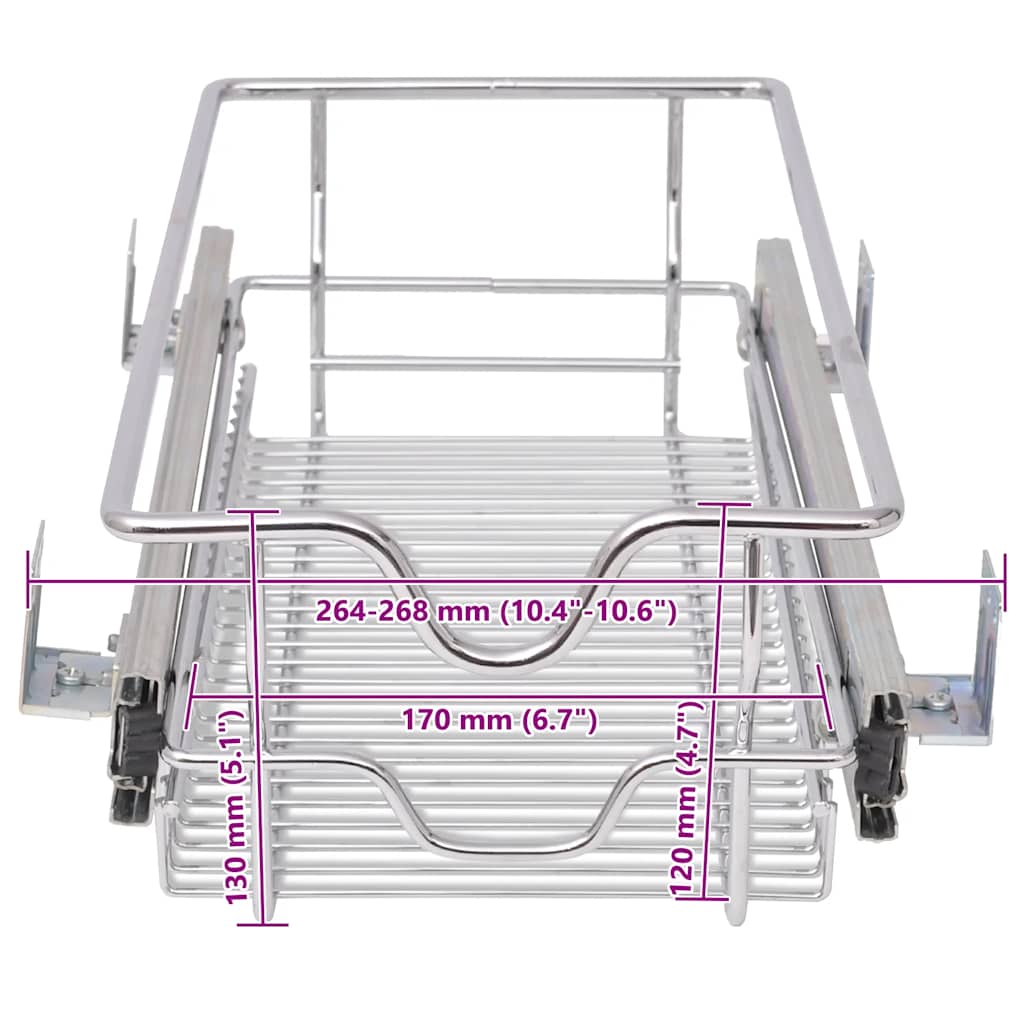 Pull-Out Wire Baskets 2 pcs Silver 300 mm